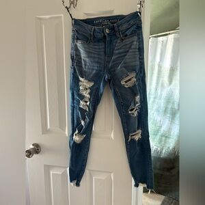 American Eagle Outfitters Women's Ripped Blue Skinny Jeans